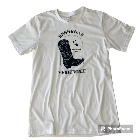 PoshFest 2024 T-Shirt Nashville Boot White Crew Neck Short Sleeve Unisex M - Picture 1 of 6